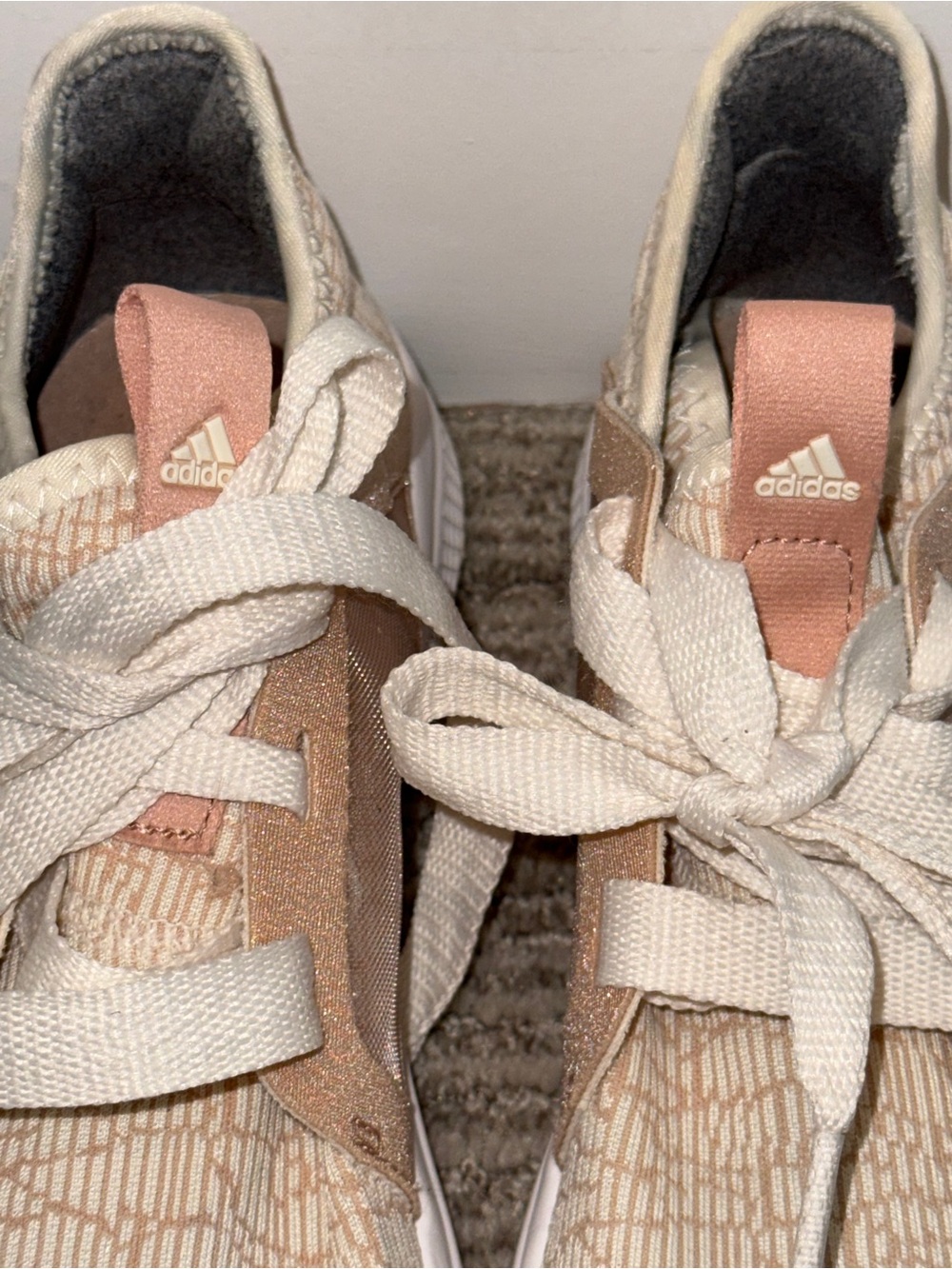 Adidas Women's Beige and Pink Athletic Running Sneakers - Picture 2 of 9